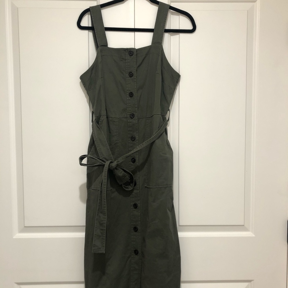 Army Green Button Up Sun Dress